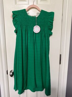Umgee Green Ruffled Casual Dress